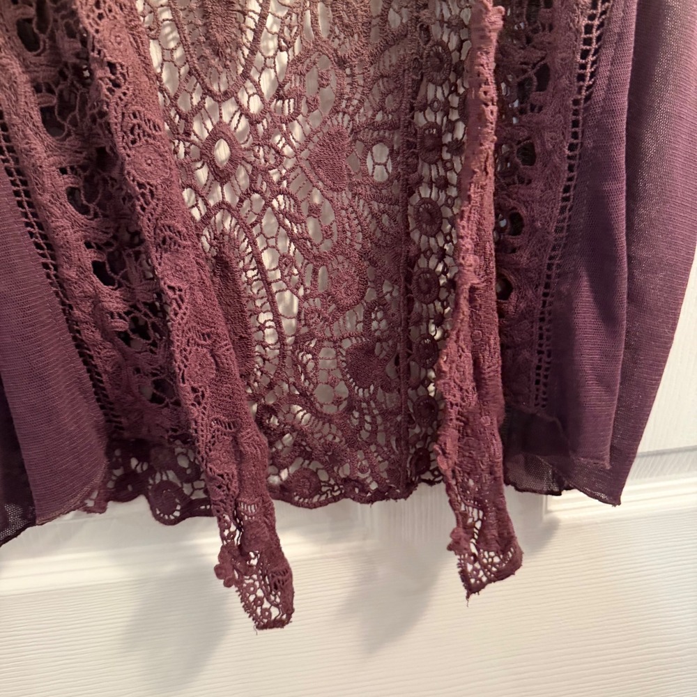 Gimmicks BKE Lace Crochet Boho Vest L Ombre Open Front Festival - Picture 4 of 5